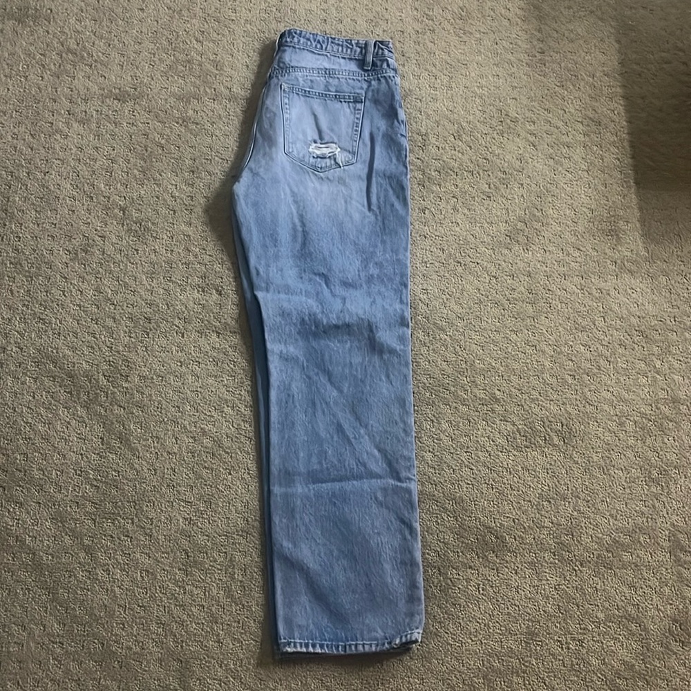 VERVET wide leg distressed mom jean